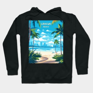 Cancun, Mexico, Beach, Water, Sand, Travel Print Hoodie